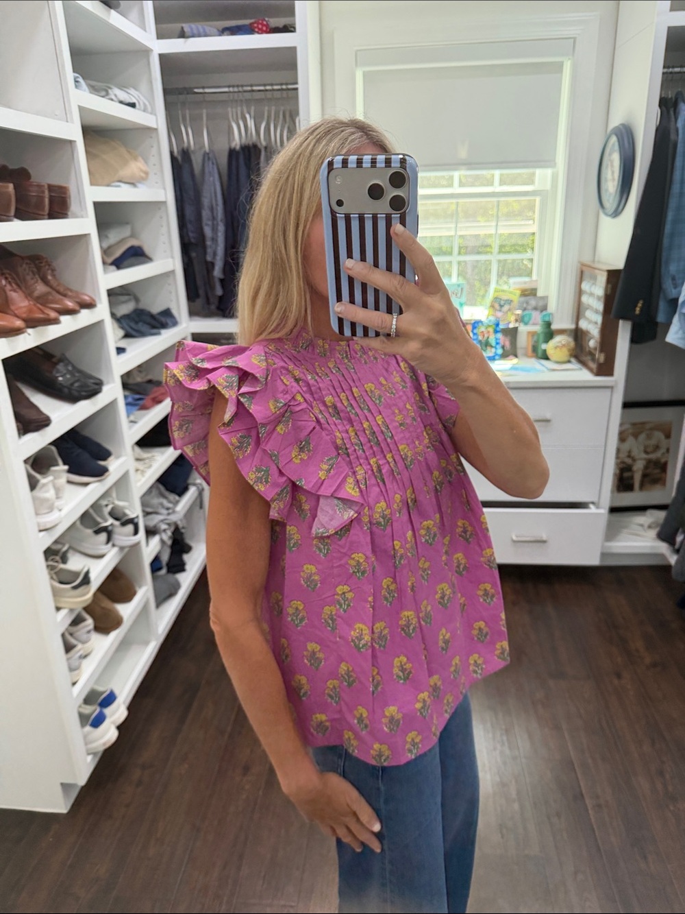 Avara Women’s Pink Floral Ruffle Sleeve Top S NWT - Picture 4 of 7